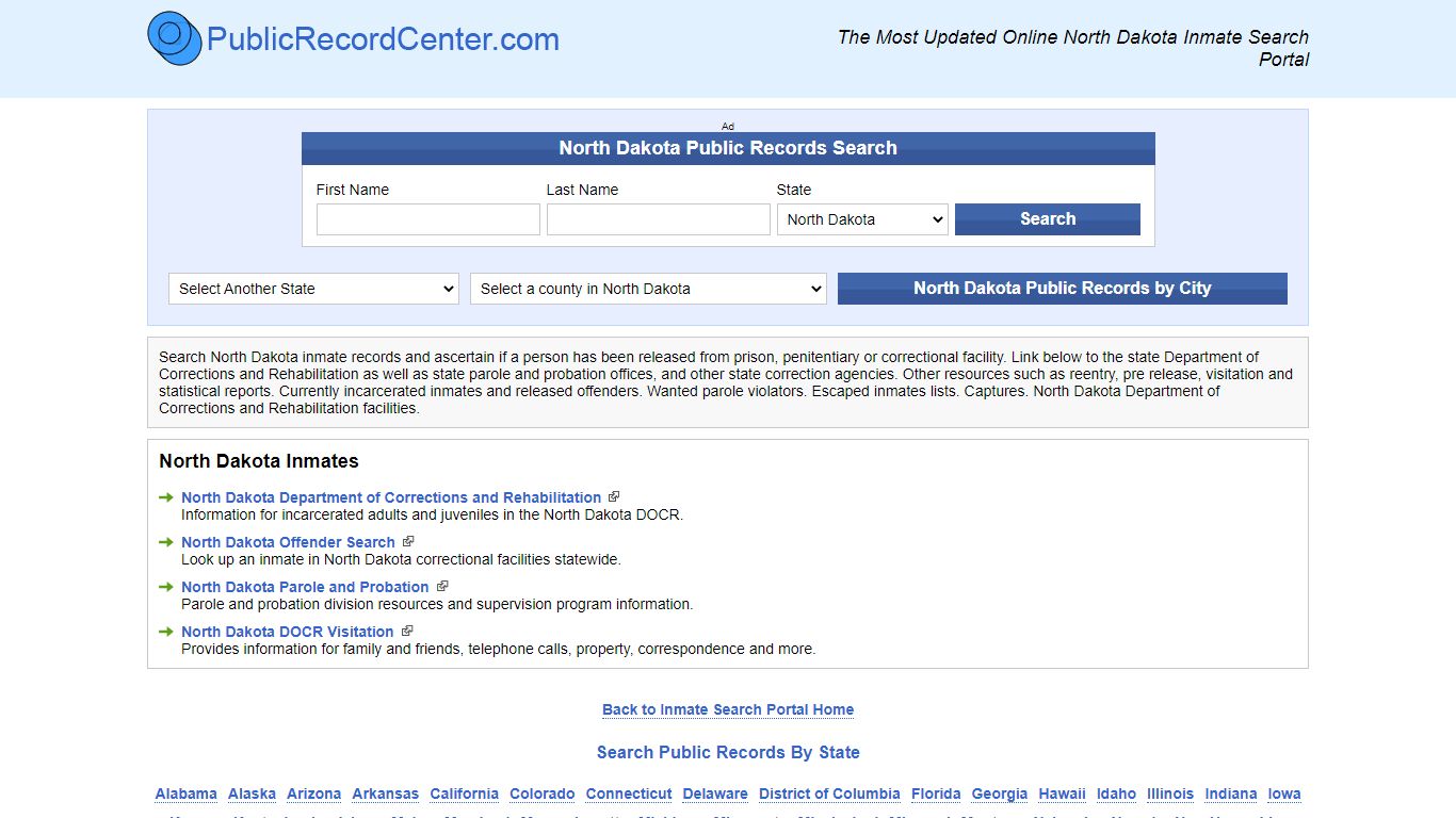 Search North Dakota Department of Corrections Inmate Information